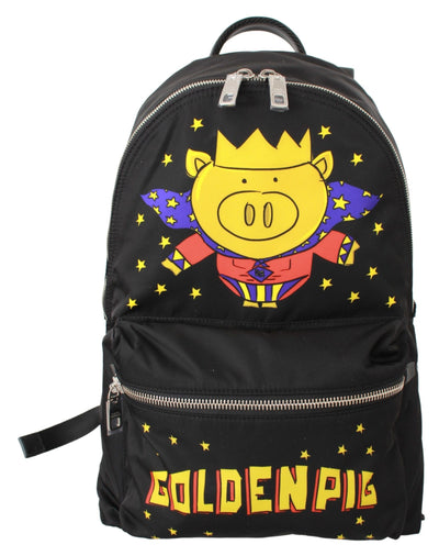Dolce &amp; Gabbana Black Golden Pig of the Year Schoolrugzak