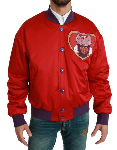 Blouson aviateur rouge Dolce &amp; Gabbana YEAR OF THE PIG