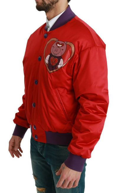 Blouson aviateur rouge Dolce &amp; Gabbana YEAR OF THE PIG