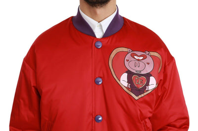 Blouson aviateur rouge Dolce &amp; Gabbana YEAR OF THE PIG