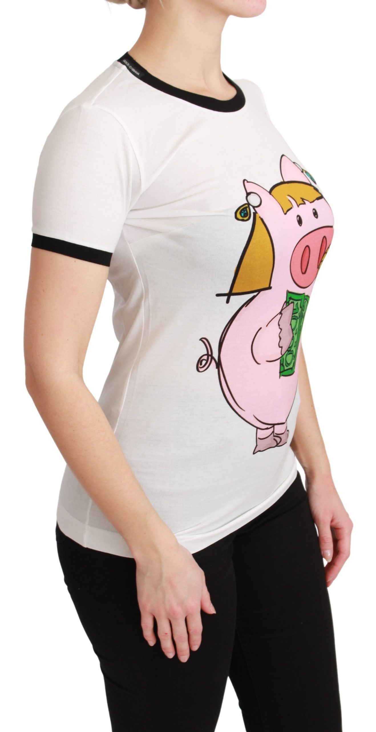 Dolce &amp; Gabbana Wit JAAR VAN HET VARKEN Top Katoenen T-shirt