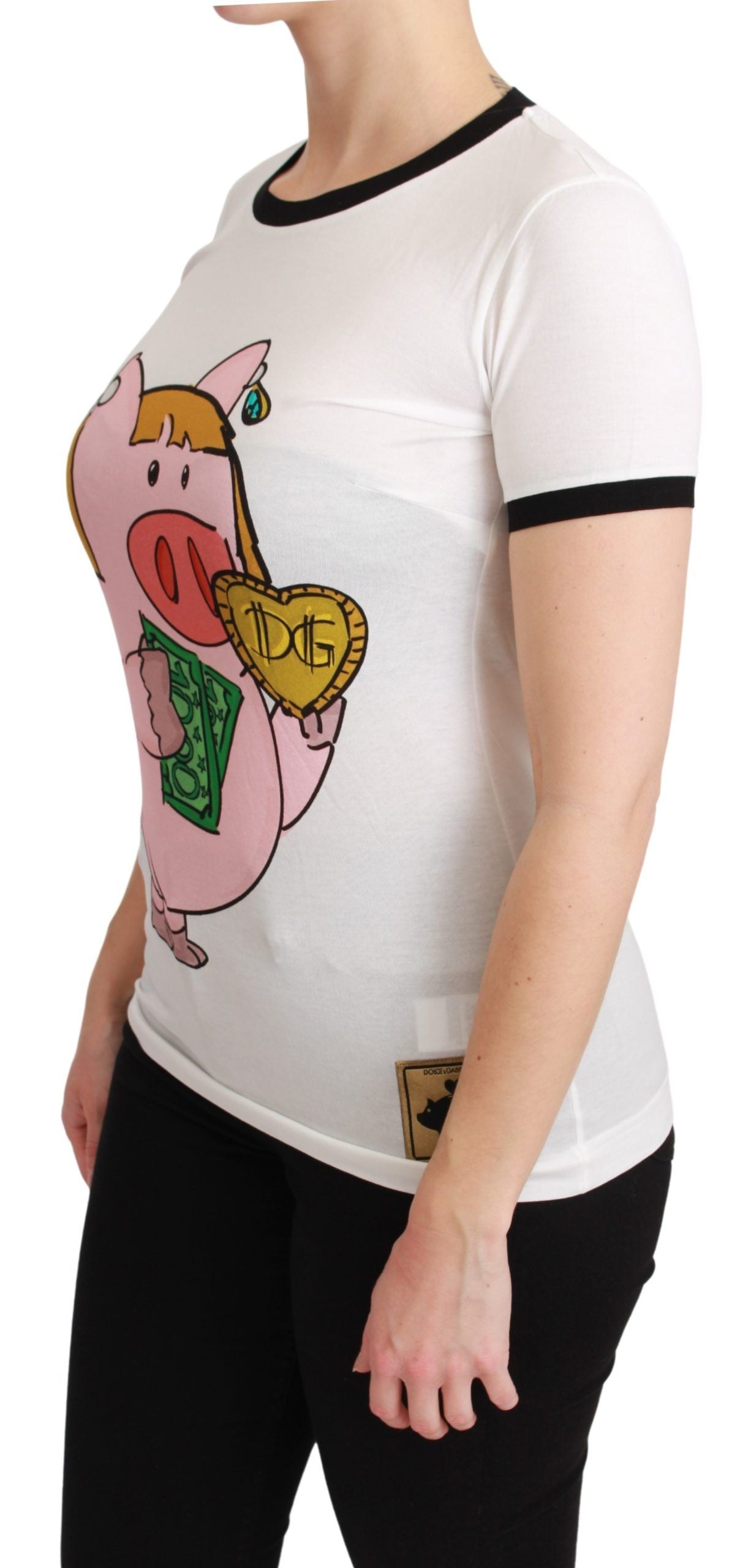Dolce &amp; Gabbana Wit JAAR VAN HET VARKEN Top Katoenen T-shirt