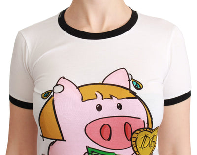 Dolce &amp; Gabbana Wit JAAR VAN HET VARKEN Top Katoenen T-shirt