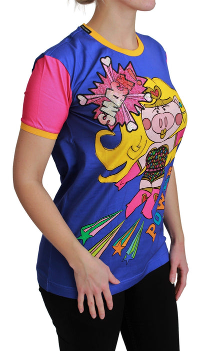 Dolce &amp; Gabbana Paars PIG SUPERGIRL Top Katoenen T-shirt