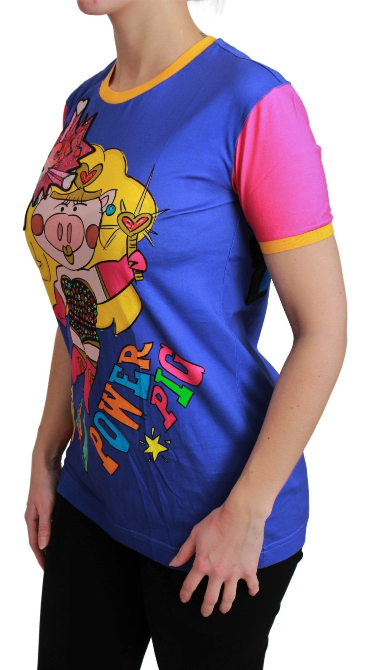 Dolce &amp; Gabbana Paars PIG SUPERGIRL Top Katoenen T-shirt