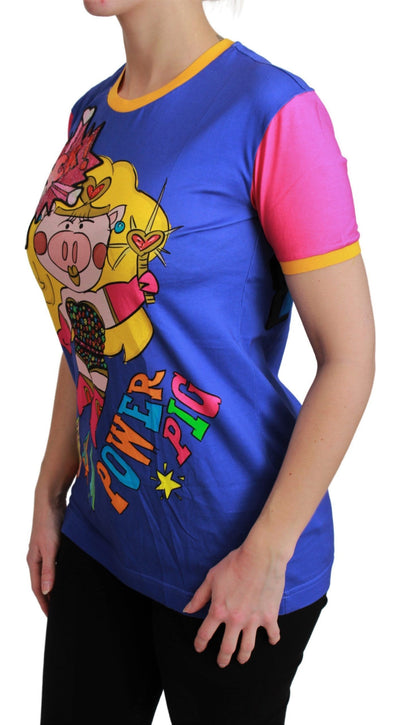 Dolce &amp; Gabbana Paars PIG SUPERGIRL Top Katoenen T-shirt