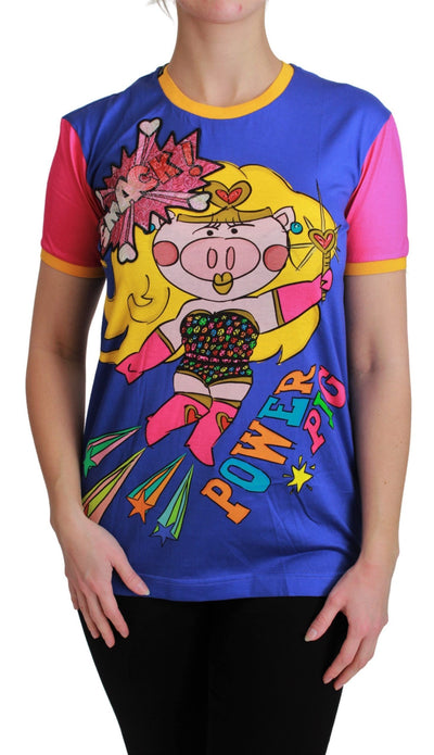 Dolce &amp; Gabbana Paars PIG SUPERGIRL Top Katoenen T-shirt