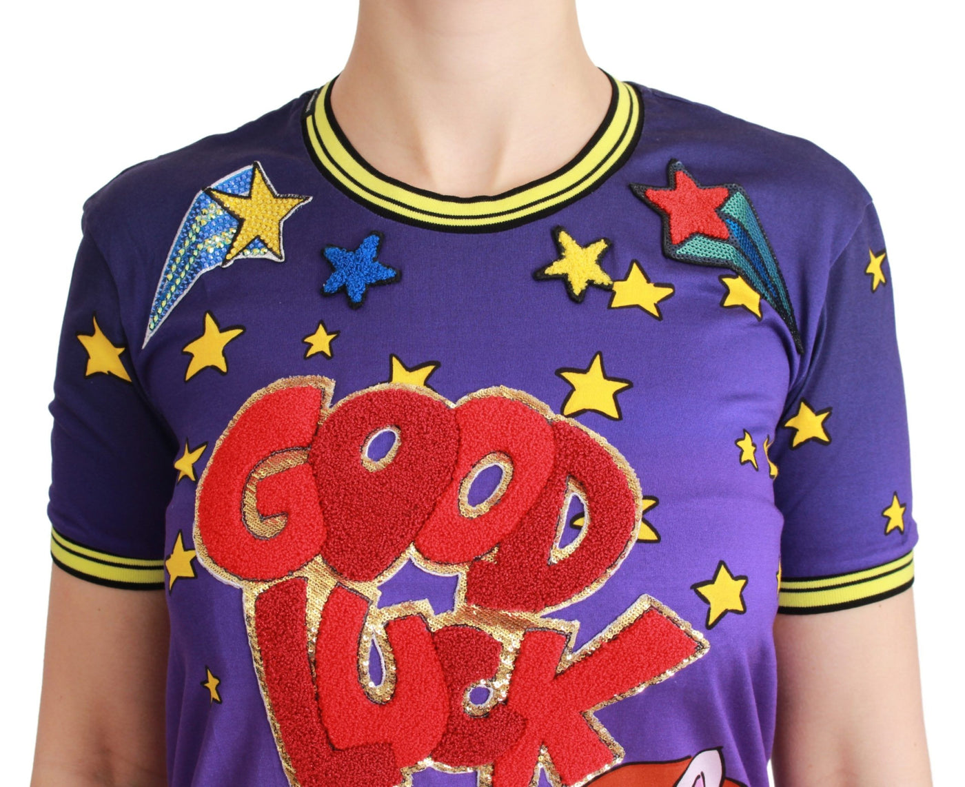 Dolce &amp; Gabbana Paars JAAR VAN HET VARKEN Top Katoenen T-shirt