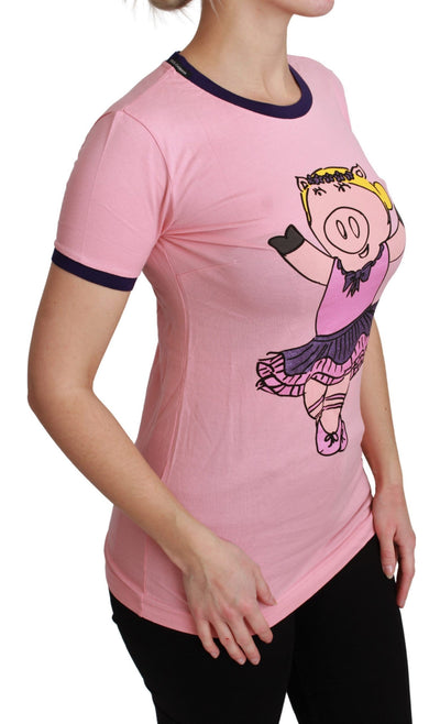 Dolce &amp; Gabbana Roze JAAR VAN HET VARKEN Top Katoenen T-shirt