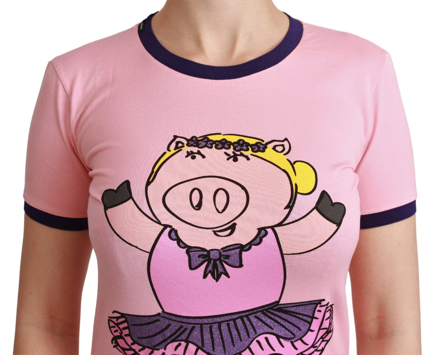 Dolce &amp; Gabbana Roze JAAR VAN HET VARKEN Top Katoenen T-shirt