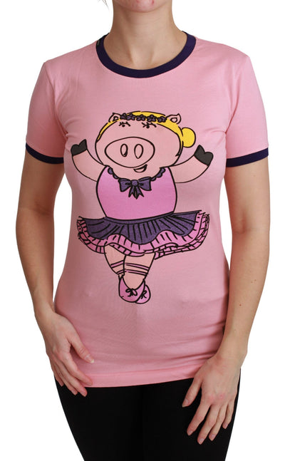 Dolce &amp; Gabbana Roze JAAR VAN HET VARKEN Top Katoenen T-shirt