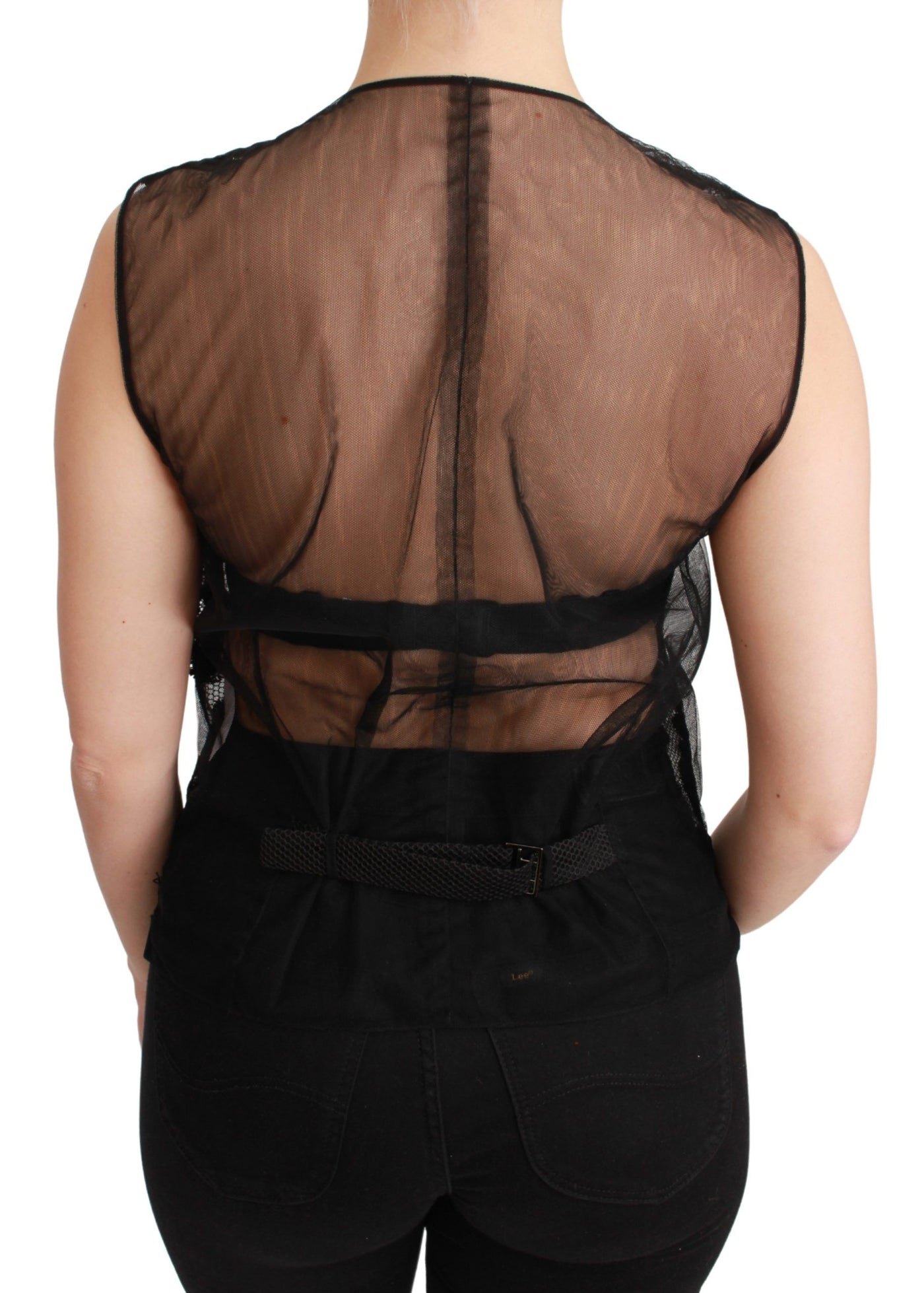 Gilet sans manches en brocart floral noir Dolce &amp; Gabbana