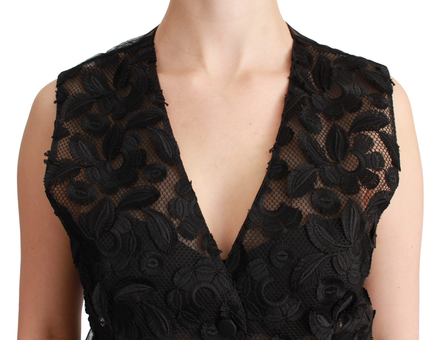 Gilet sans manches en brocart floral noir Dolce &amp; Gabbana