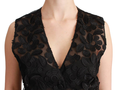 Gilet sans manches en brocart floral noir Dolce &amp; Gabbana