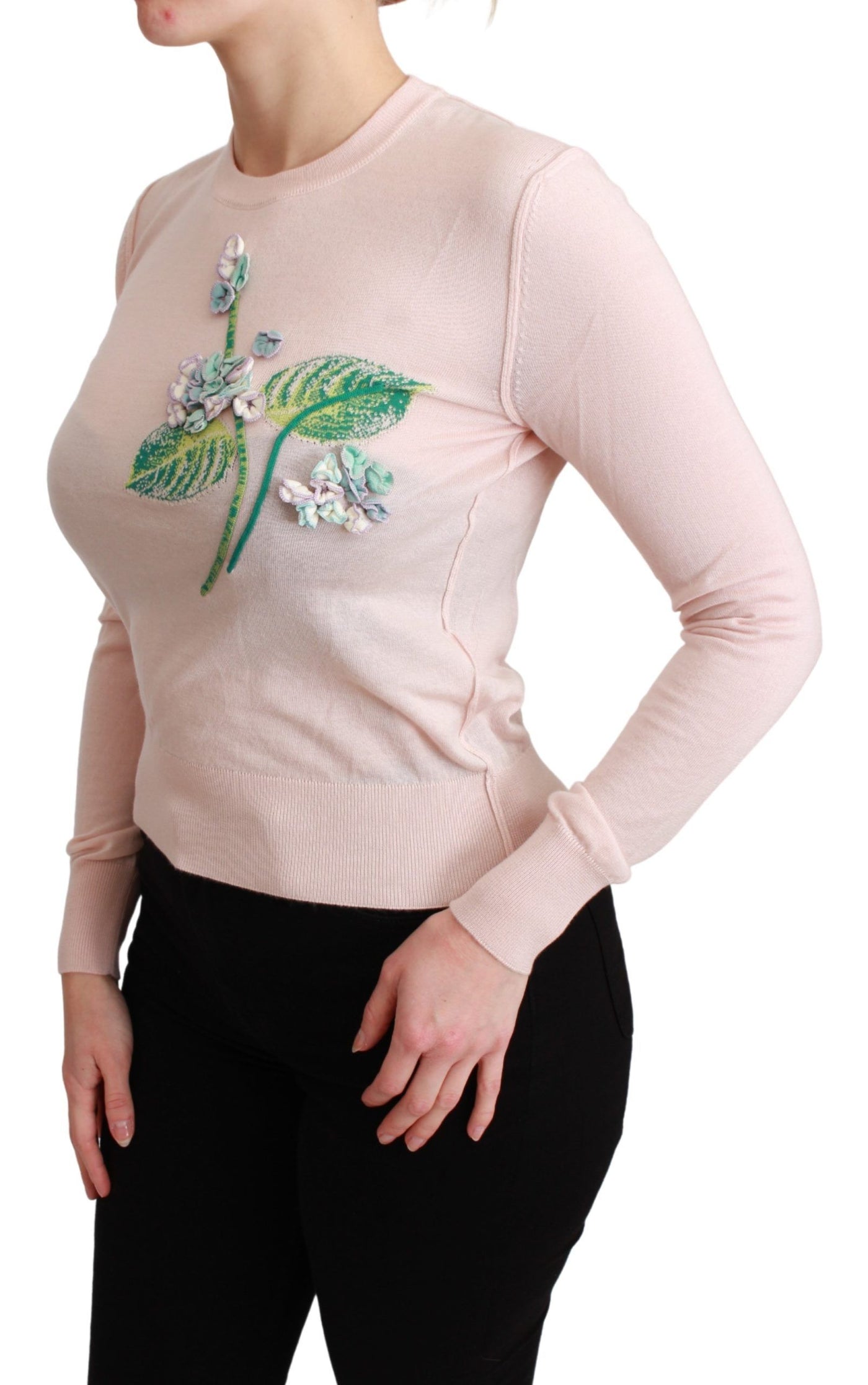 Pull Dolce &amp; Gabbana en soie et cachemire à fleurs roses