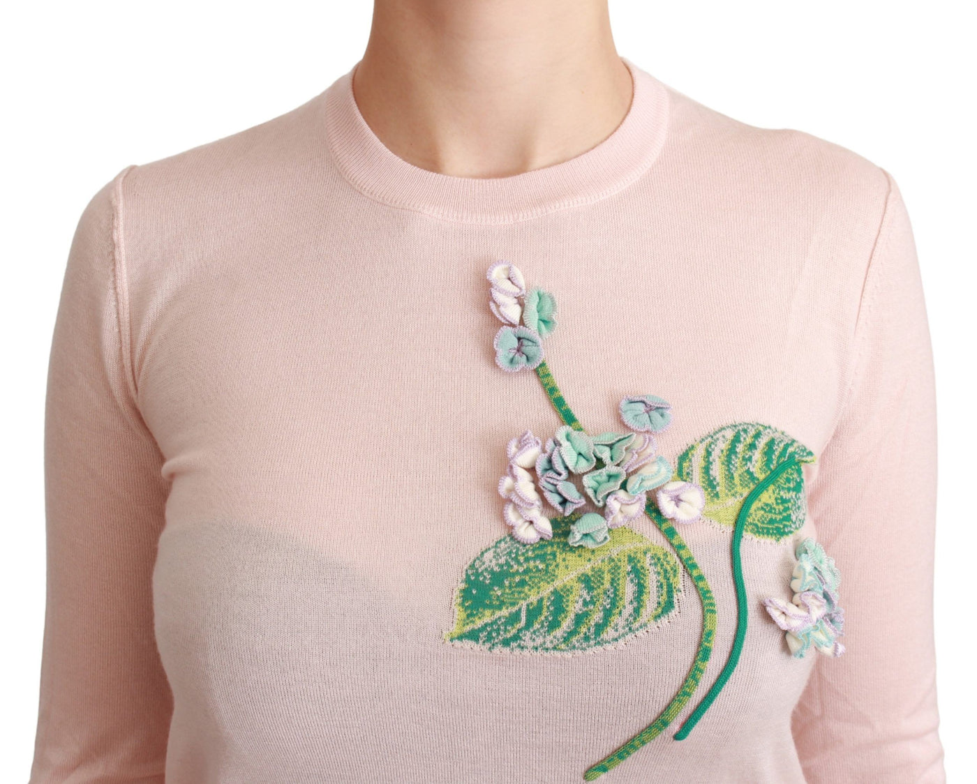 Pull Dolce &amp; Gabbana en soie et cachemire à fleurs roses