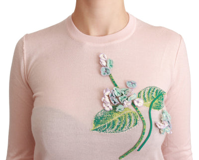 Pull Dolce &amp; Gabbana en soie et cachemire à fleurs roses