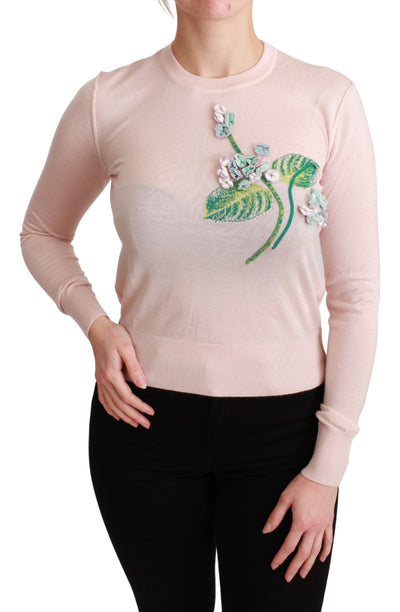 Pull Dolce &amp; Gabbana en soie et cachemire à fleurs roses