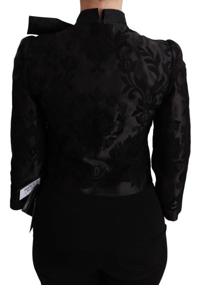 Veste blazer en soie à motif floral noir Dolce &amp; Gabbana