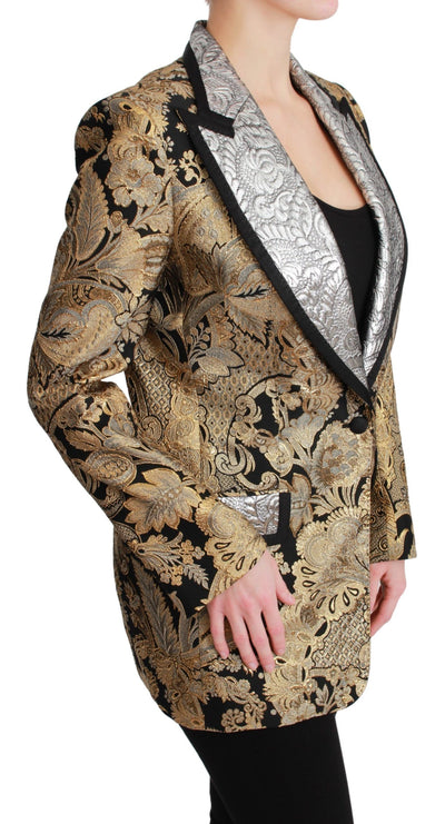 Veste blazer en jacquard noir et or Dolce &amp; Gabbana