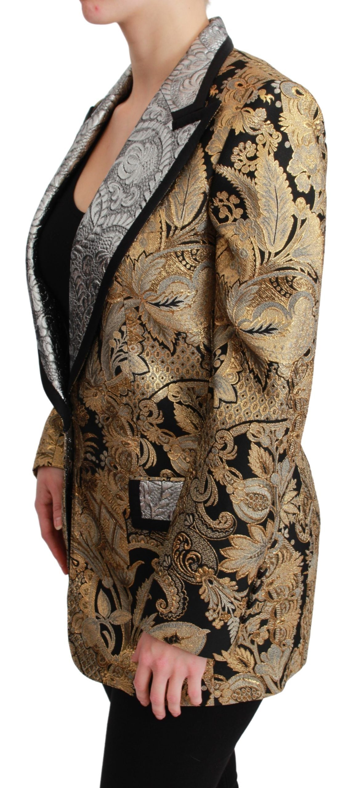 Veste blazer en jacquard noir et or Dolce &amp; Gabbana