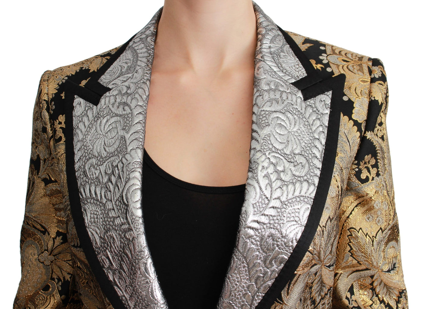 Veste blazer en jacquard noir et or Dolce &amp; Gabbana