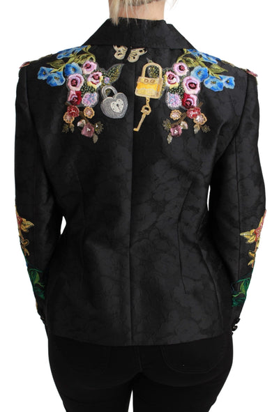 Veste blazer en brocart noir et cristaux Dolce &amp; Gabbana