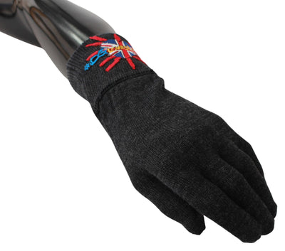 Dolce & Gabbana Gray #DGLovesLondon Embroidered Wool Gloves