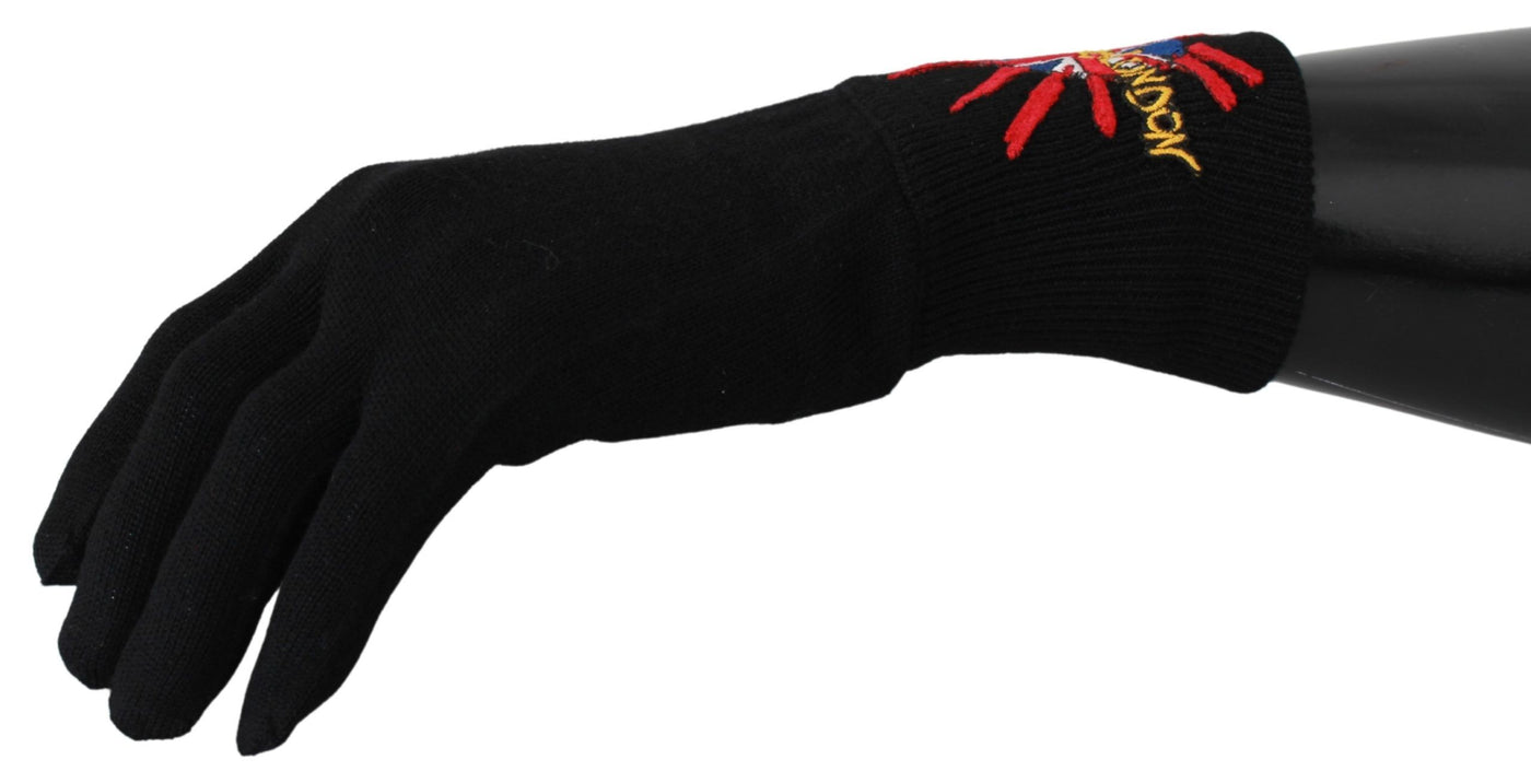 Gants en laine brodés noirs Dolce &amp; Gabbana #DGLovesLondon