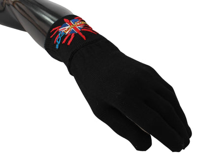 Gants en laine brodés noirs Dolce &amp; Gabbana #DGLovesLondon