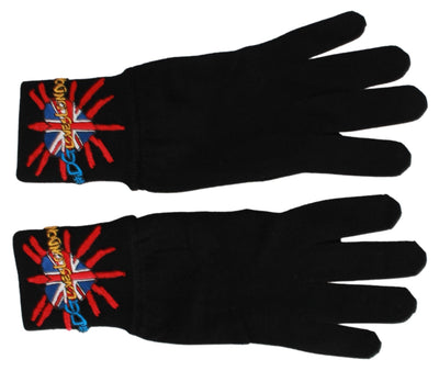 Gants en laine brodés noirs Dolce &amp; Gabbana #DGLovesLondon