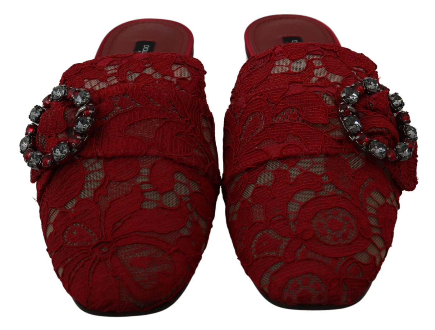 Dolce &amp; Gabbana rode kanten kristallen instappers
