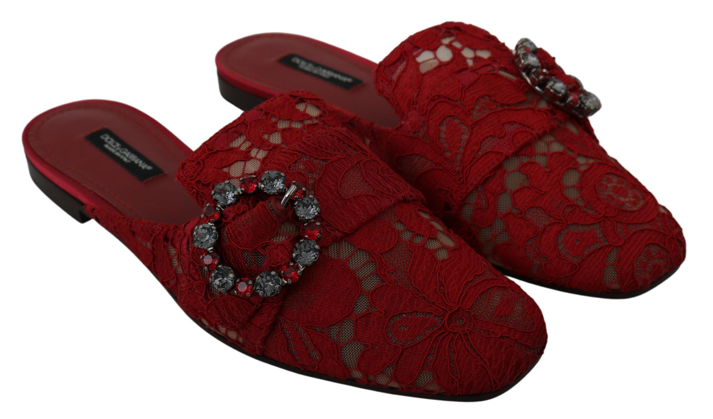 Dolce &amp; Gabbana rode kanten kristallen instappers