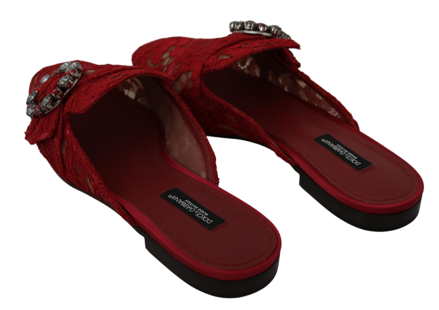 Dolce &amp; Gabbana rode kanten kristallen instappers