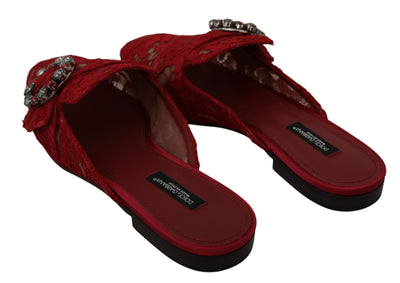Dolce &amp; Gabbana rode kanten kristallen instappers