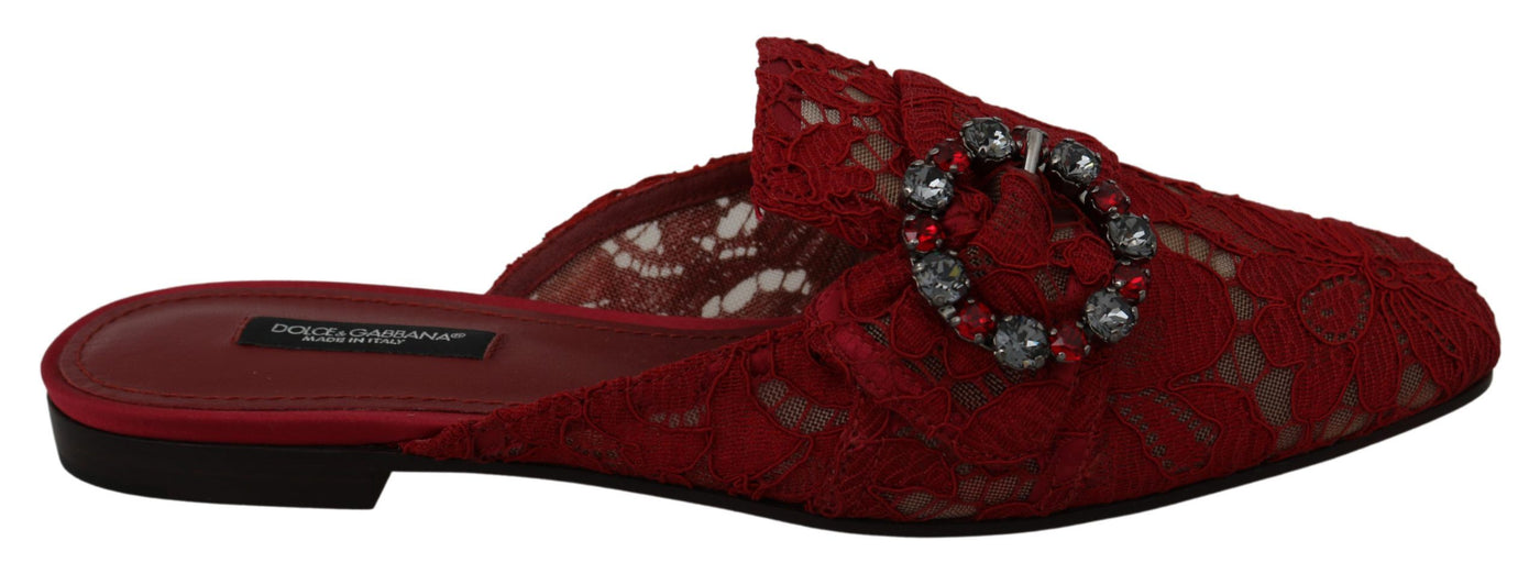 Dolce &amp; Gabbana rode kanten kristallen instappers