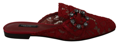 Dolce &amp; Gabbana rode kanten kristallen instappers