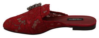 Dolce &amp; Gabbana rode kanten kristallen instappers
