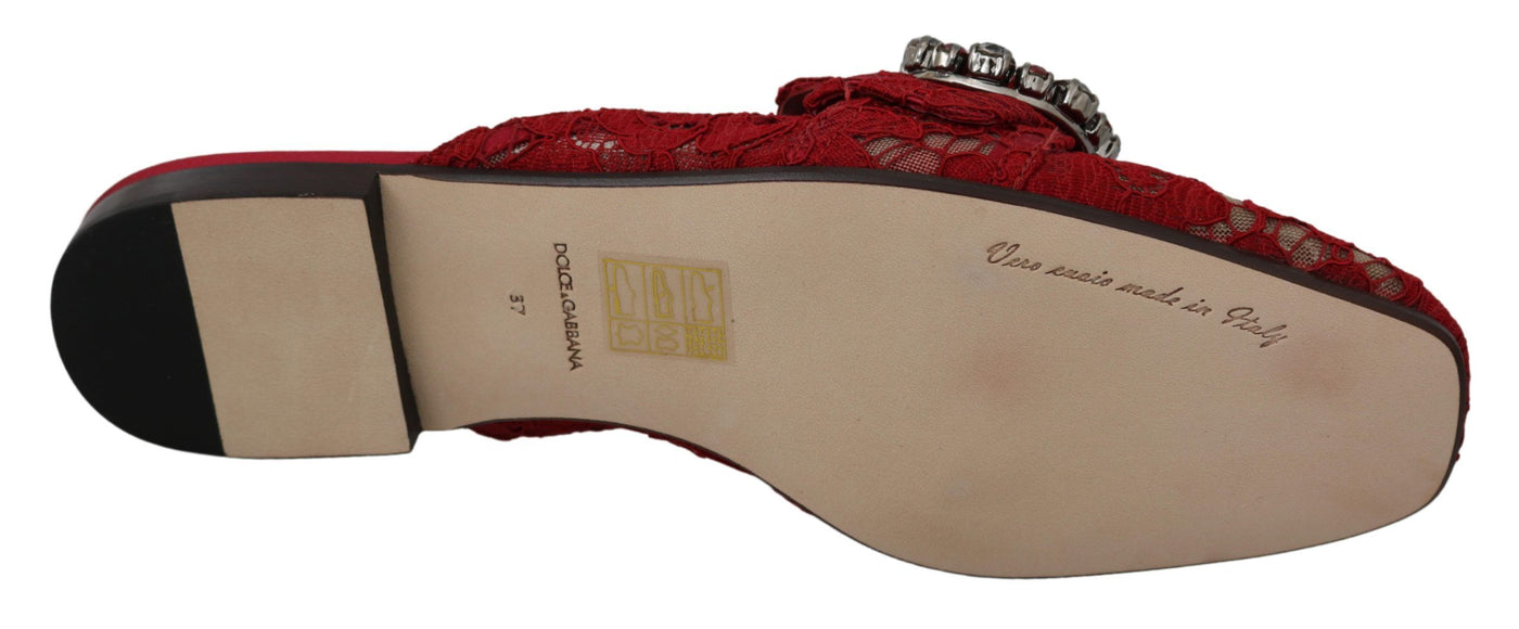Dolce &amp; Gabbana rode kanten kristallen instappers