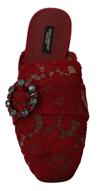 Dolce &amp; Gabbana rode kanten kristallen instappers