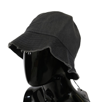 Costume National Zwart Gewassen Brede Rand Outdoor Bucket Hat