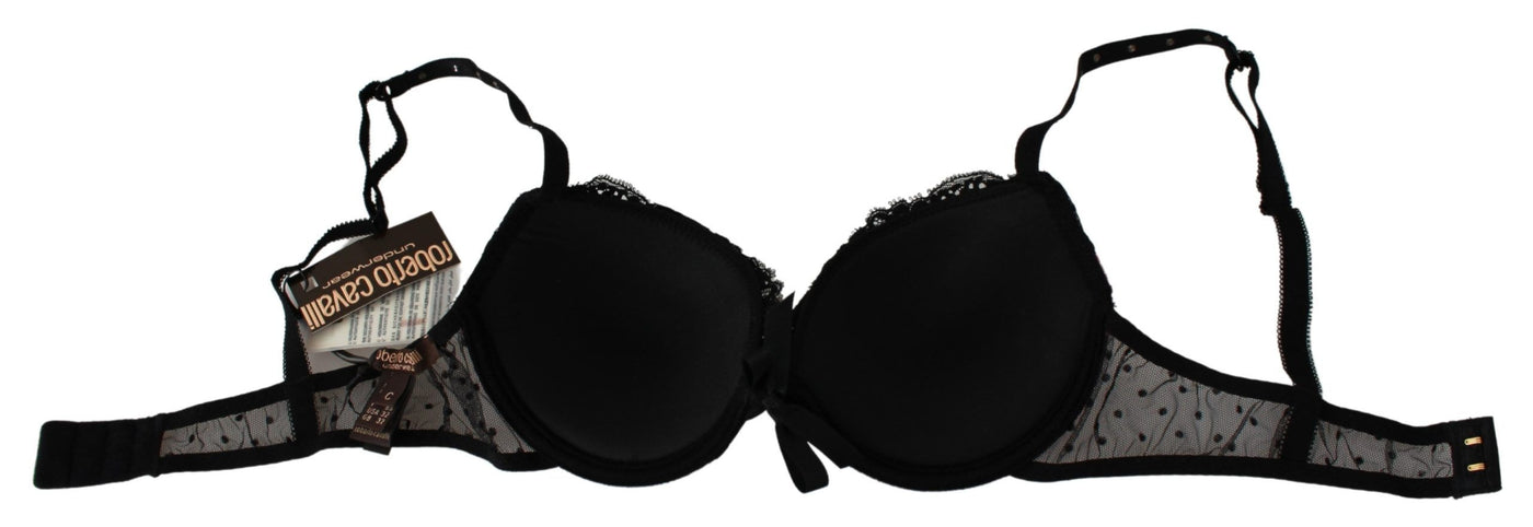 Soutien-gorge push-up en dentelle noire et rose Roberto Cavalli