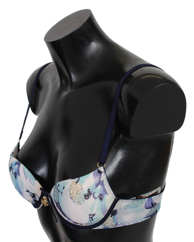 Soutien-gorge Reggiseno en nylon imprimé bleu Roberto Cavalli
