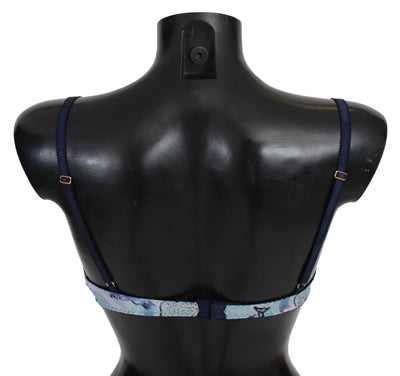 Soutien-gorge Reggiseno en nylon imprimé bleu Roberto Cavalli