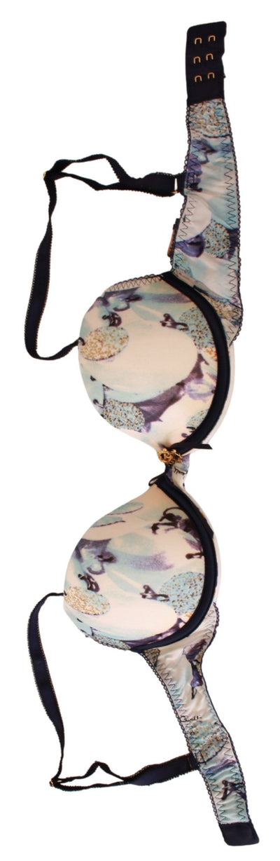 Soutien-gorge Reggiseno en nylon imprimé bleu Roberto Cavalli