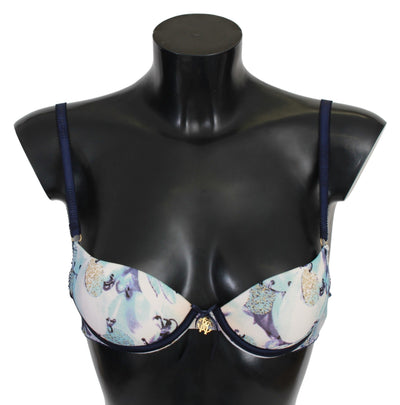 Soutien-gorge Reggiseno en nylon imprimé bleu Roberto Cavalli