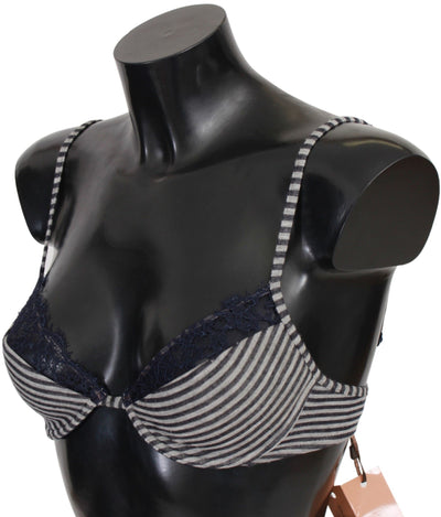Ermanno Scervino Sous-vêtements de soutien-gorge Reggiseno en dentelle à rayures bleues