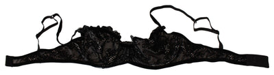 Ermanno Scervino Soutien-gorge Balconcino en maille noire Sous-vêtements en nylon