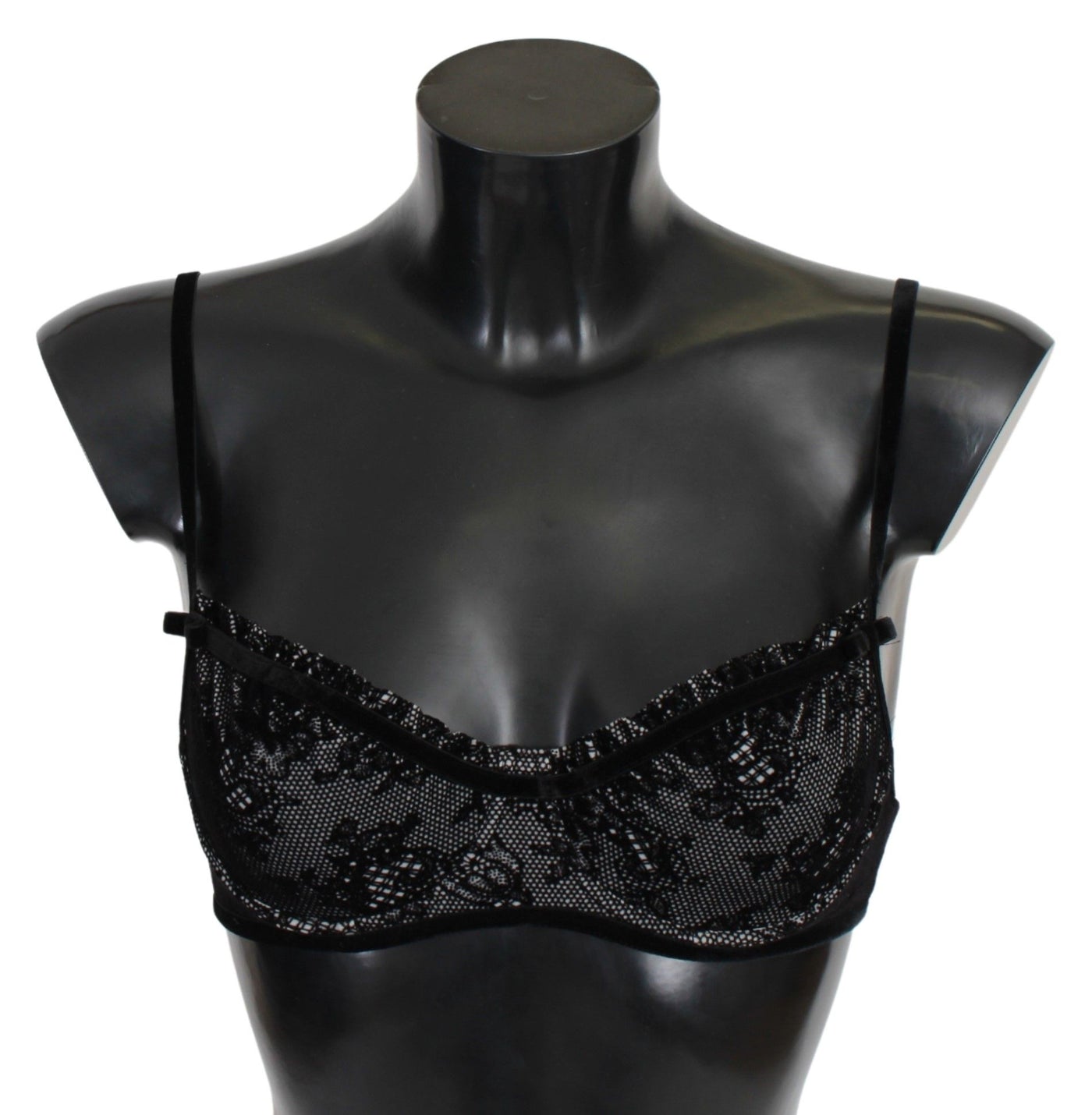 Ermanno Scervino Soutien-gorge Balconcino en maille noire Sous-vêtements en nylon