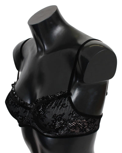 Ermanno Scervino Soutien-gorge Balconcino en maille noire Sous-vêtements en nylon